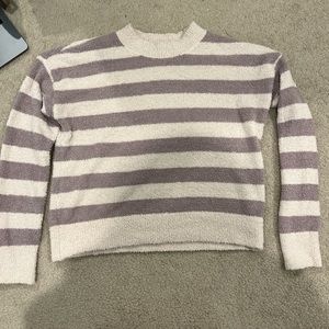Altar'd State Purple and Cream Striped Sweater